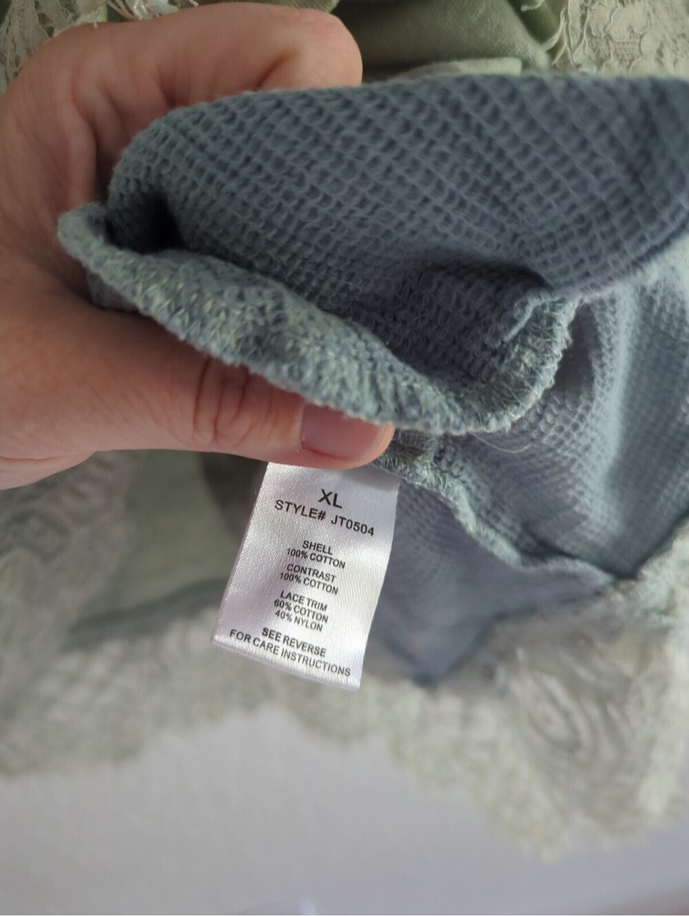 OLI & HALI Gray Patchwork Mixed Media Waffle Knit Oversized Boxy Top XL Varsity - Picture 7 of 8